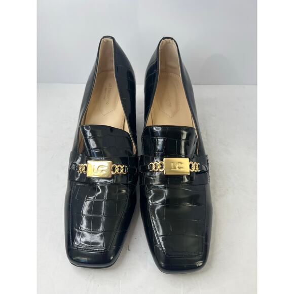 Liz Claiborne Melba Black Vegan Croc Embellished Block Heel  Slip On Pumps 11M - Picture 3 of 12